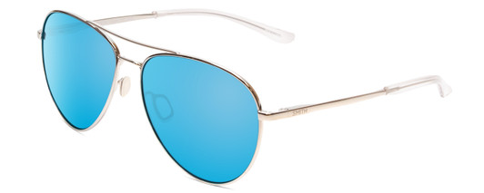 Profile View of Smith Layback Aviator Sunglasses in Silver/ChromaPop Polarized Blue Mirror 60 mm