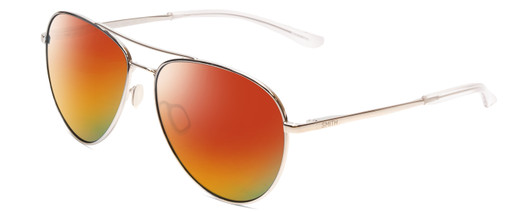 Profile View of Smith Optics Layback Designer Polarized Sunglasses with Custom Cut Red Mirror Lenses in Silver Unisex Aviator Full Rim Metal 60 mm