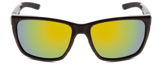 Front View of Smith Longfin Unisex Wrap Sunglasses Black/ChromaPop Polarized Green Mirror 59mm