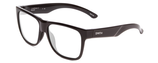 Profile View of Smith Optics Lowdown 2 Designer Reading Eye Glasses in Gloss Black Unisex Classic Full Rim Acetate 55 mm