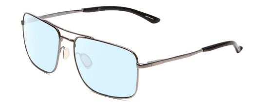 Profile View of Smith Optics Outcome Designer Blue Light Blocking Eyeglasses in Gun Metal Silver Black Unisex Aviator Full Rim Metal 59 mm
