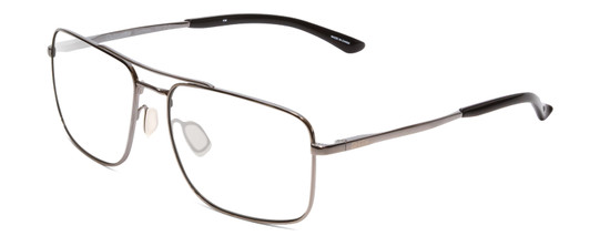 Profile View of Smith Optics Outcome Designer Blue Light Blocking Eyeglasses in Gun Metal Silver Black Unisex Aviator Full Rim Metal 59 mm