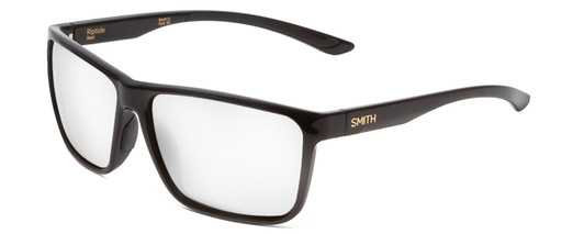 Profile View of Smith Optics Riptide Designer Blue Light Blocking Eyeglasses in Gloss Black Unisex Rectangle Full Rim Acetate 57 mm