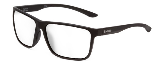 Profile View of Smith Optics Riptide Designer Blue Light Blocking Eyeglasses in Matte Black Unisex Rectangle Full Rim Acetate 57 mm