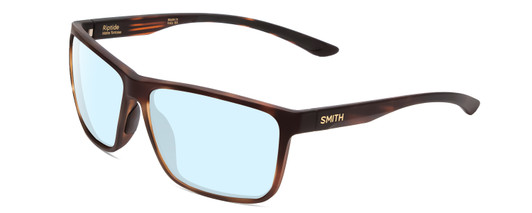 Profile View of Smith Optics Riptide Designer Progressive Lens Blue Light Blocking Eyeglasses in Matte Tortoise Havana Gold Unisex Rectangle Full Rim Acetate 57 mm