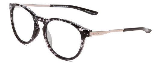 Profile View of Smith Optics Wander Designer Single Vision Prescription Rx Eyeglasses in Black Marble Tortoise Unisex Round Full Rim Acetate 55 mm