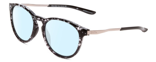Profile View of Smith Optics Wander Designer Blue Light Blocking Eyeglasses in Black Marble Tortoise Unisex Round Full Rim Acetate 55 mm