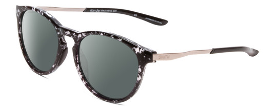 Profile View of Smith Optics Wander Designer Polarized Sunglasses with Custom Cut Smoke Grey Lenses in Black Marble Tortoise Unisex Round Full Rim Acetate 55 mm