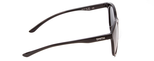 Side View of Smith Optics Bayside Unisex Cateye Designer Sunglasses Black/Polarized Gray 54mm