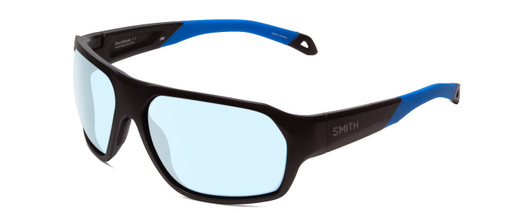 Profile View of Smith Optics Deckboss Designer Blue Light Blocking Eyeglasses in Matte Black Blue Unisex Rectangle Full Rim Acetate 63 mm
