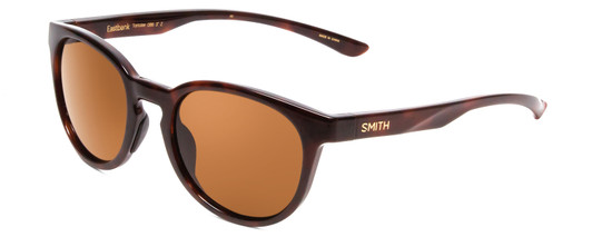 Profile View of Smith Eastbank Unisex Round Designer Sunglass Tortoise Gold/Polarized Brown 52mm