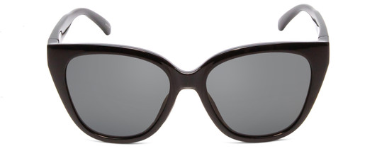 Front View of Smith Optic Era Women Cateye Designer Sunglasses Gloss Black/Polarized Gray 55mm