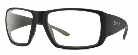 Profile View of Smith Optics Guides Choice XL Designer Reading Eye Glasses in Matte Black Unisex Rectangle Full Rim Acetate 63 mm