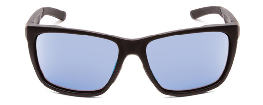 Front View of Smith Longfin Wrap Sunglasses Black/ChromaPop Glass Polarized Blue Mirror 59 mm