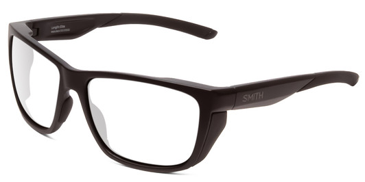 Profile View of Smith Optics Longfin Elite Designer Reading Eye Glasses in Matte Black Unisex Wrap Full Rim Acetate 59 mm