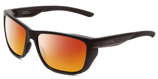 Front View of Smith Optics Longfin Elite Designer Polarized Sunglasses with Custom Cut Smoke Grey Lenses in Matte Black Unisex Wrap Full Rim Acetate 59 mm