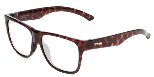 Profile View of Smith Optics Lowdown 2 Designer Progressive Lens Prescription Rx Eyeglasses in Tortoise Havana Brown Gold Unisex Classic Full Rim Acetate 55 mm