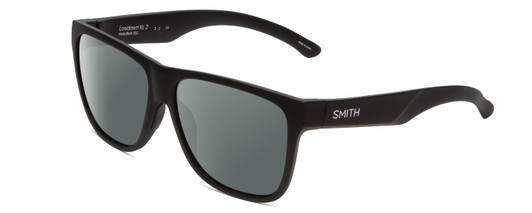 Profile View of Smith Optics Lowdown Xl 2 Designer Polarized Sunglasses with Custom Cut Smoke Grey Lenses in Matte Black Unisex Classic Full Rim Acetate 60 mm