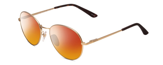 Front View of Smith Optics Prep Designer Polarized Sunglasses with Custom Cut Smoke Grey Lenses in Matte Gold Unisex Round Full Rim Metal 53 mm