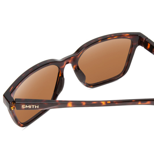 Close Up View of Smith Optics Shoutout Unisex Retro Designer Sunglasses Tortoise Gold/Brown 57 mm