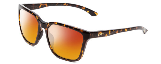 Profile View of Smith Optics Shoutout Designer Polarized Sunglasses with Custom Cut Red Mirror Lenses in Vintage Tortoise Havana Brown Gold Unisex Retro Full Rim Acetate 57 mm
