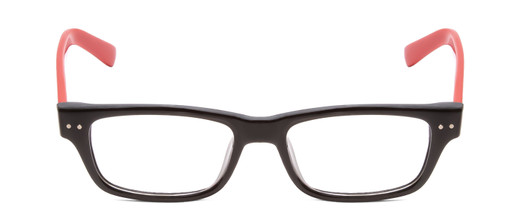 Front View of SOHO 1010 Designer Reading Eye Glasses with Custom Cut Powered Lenses in Gloss Black Red Ladies Rectangle Full Rim Acetate 50 mm