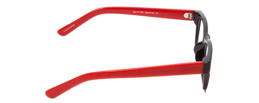 Side View of SOHO 1010 Designer Blue Light Blocking Eyeglasses in Gloss Black Red Ladies Rectangle Full Rim Acetate 50 mm