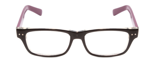 Front View of SOHO 1010 Ladies Reading Glasses in Black Crystal Clear Layered/Plum Purple 50mm