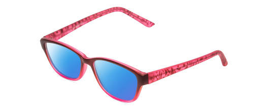 Profile View of SOHO 1013 Designer Polarized Sunglasses with Custom Cut Blue Mirror Lenses in Wine Purple Rose Pink Fade/ Zebra Animal Print Ladies Cateye Full Rim Acetate 52 mm