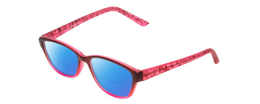 Profile View of SOHO 1013 Designer Polarized Reading Sunglasses with Custom Cut Powered Blue Mirror Lenses in Wine Purple Rose Pink Fade/ Zebra Animal Print Ladies Cateye Full Rim Acetate 52 mm
