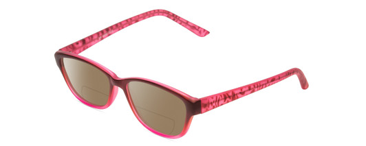 Profile View of SOHO 1013 Designer Polarized Reading Sunglasses with Custom Cut Powered Amber Brown Lenses in Wine Purple Rose Pink Fade/ Zebra Animal Print Ladies Cateye Full Rim Acetate 52 mm