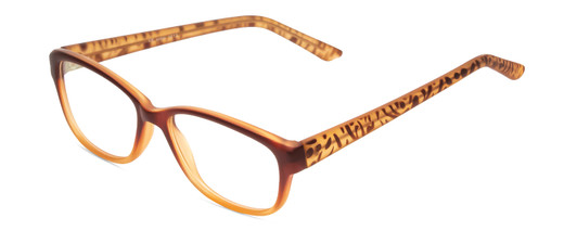 Profile View of SOHO 1013 Designer Reading Eye Glasses with Custom Cut Powered Lenses in Amber Brown Beige Fade/Zebra Animal Print Ladies Cateye Full Rim Acetate 52 mm
