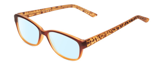 Profile View of SOHO 1013 Designer Blue Light Blocking Eyeglasses in Amber Brown Beige Fade/Zebra Animal Print Ladies Cateye Full Rim Acetate 52 mm