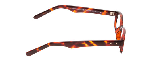 Side View of SOHO 108 Ladies Designer Reading Glasses Auburn Brown Crystal Dark Tortoise 52mm