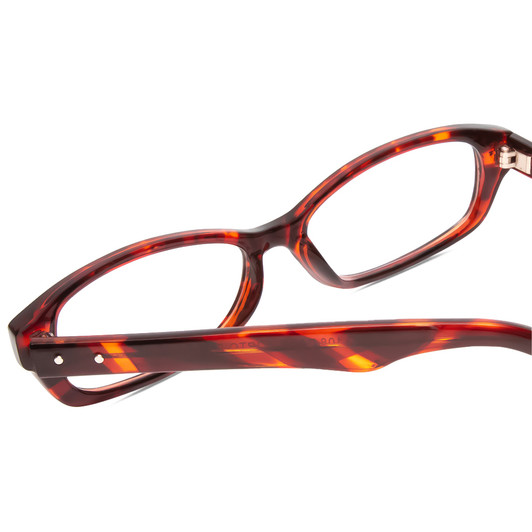 Close Up View of SOHO 108 Ladies Designer Reading Glasses Auburn Brown Crystal Dark Tortoise 52mm