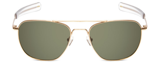 Front View of Ernest Hemingway H202 55mm Metal Aviator Polarized Sunglasses in Gold&Green/Blue