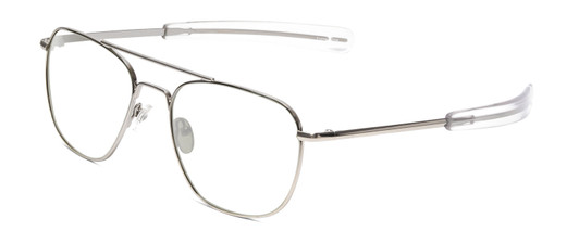 Profile View of Ernest Hemingway H202 Designer Reading Eye Glasses in Silver Unisex Aviator Full Rim Metal 55 mm
