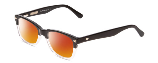 Profile View of Ernest Hemingway H4606 Designer Polarized Sunglasses with Custom Cut Red Mirror Lenses in Shiny Black Clear 2 Tone Unisex Cateye Full Rim Acetate 51 mm