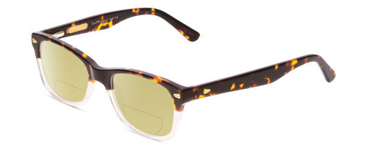 Profile View of Ernest Hemingway H4606 Designer Polarized Reading Sunglasses with Custom Cut Powered Sun Flower Yellow Lenses in Tortoise Havana Brown Clear 2 Tone Unisex Cateye Full Rim Acetate 51 mm