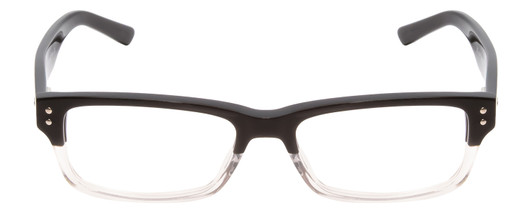 Front View of Ernest Hemingway H4613 Designer Single Vision Prescription Rx Eyeglasses in Shiny Black Clear 2 Tone Unisex Rectangle Full Rim Acetate 50 mm
