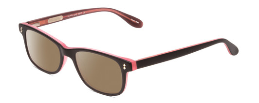 Profile View of Ernest Hemingway H4617 Designer Polarized Sunglasses with Custom Cut Amber Brown Lenses in Matte Black Crystal Pink Layered Silver Studs Ladies Cateye Full Rim Acetate 48 mm