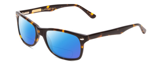 Profile View of Ernest Hemingway H4630 Designer Polarized Reading Sunglasses with Custom Cut Powered Blue Mirror Lenses in Tortoise Havana Brown Gold Unisex Cateye Full Rim Acetate 53 mm