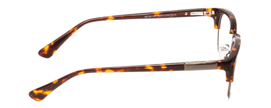 Side View of Ernest Hemingway H4650 Designer Bi-Focal Prescription Rx Eyeglasses in Tortoise Yellow Brown Gold Gun Metal Ladies Cateye Semi-Rimless Metal 49 mm