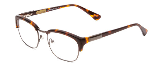 Profile View of Ernest Hemingway H4650 Designer Blue Light Blocking Eyeglasses in Tortoise Yellow Brown Gold Gun Metal Ladies Cateye Semi-Rimless Metal 49 mm