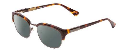 Profile View of Ernest Hemingway H4650 Designer Polarized Sunglasses with Custom Cut Smoke Grey Lenses in Tortoise Yellow Brown Gold Gun Metal Ladies Cateye Semi-Rimless Metal 49 mm
