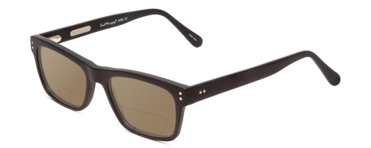 Profile View of Ernest Hemingway H4665 Designer Polarized Reading Sunglasses with Custom Cut Powered Amber Brown Lenses in Matte Black Unisex Cateye Full Rim Acetate 53 mm