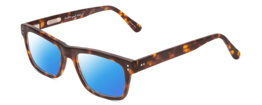 Profile View of Ernest Hemingway H4665 Designer Polarized Sunglasses with Custom Cut Blue Mirror Lenses in Matte Tortoise Havana Brown Yellow Unisex Cateye Full Rim Acetate 53 mm