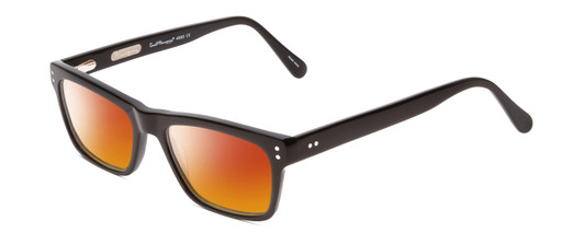 Profile View of Ernest Hemingway H4665 Designer Polarized Sunglasses with Custom Cut Red Mirror Lenses in Gloss Black Unisex Cateye Full Rim Acetate 53 mm