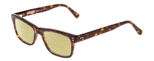 Profile View of Ernest Hemingway H4665 Designer Polarized Reading Sunglasses with Custom Cut Powered Sun Flower Yellow Lenses in Shiny Tortoise Havana Brown Yellow Unisex Cateye Full Rim Acetate 53 mm