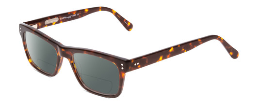 Profile View of Ernest Hemingway H4665 Designer Polarized Reading Sunglasses with Custom Cut Powered Smoke Grey Lenses in Shiny Tortoise Havana Brown Yellow Unisex Cateye Full Rim Acetate 53 mm
